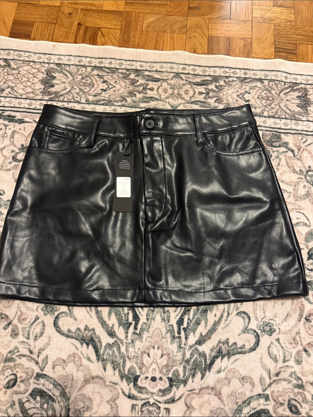 Fashion Nova Black Faux Leather Mini Skirt